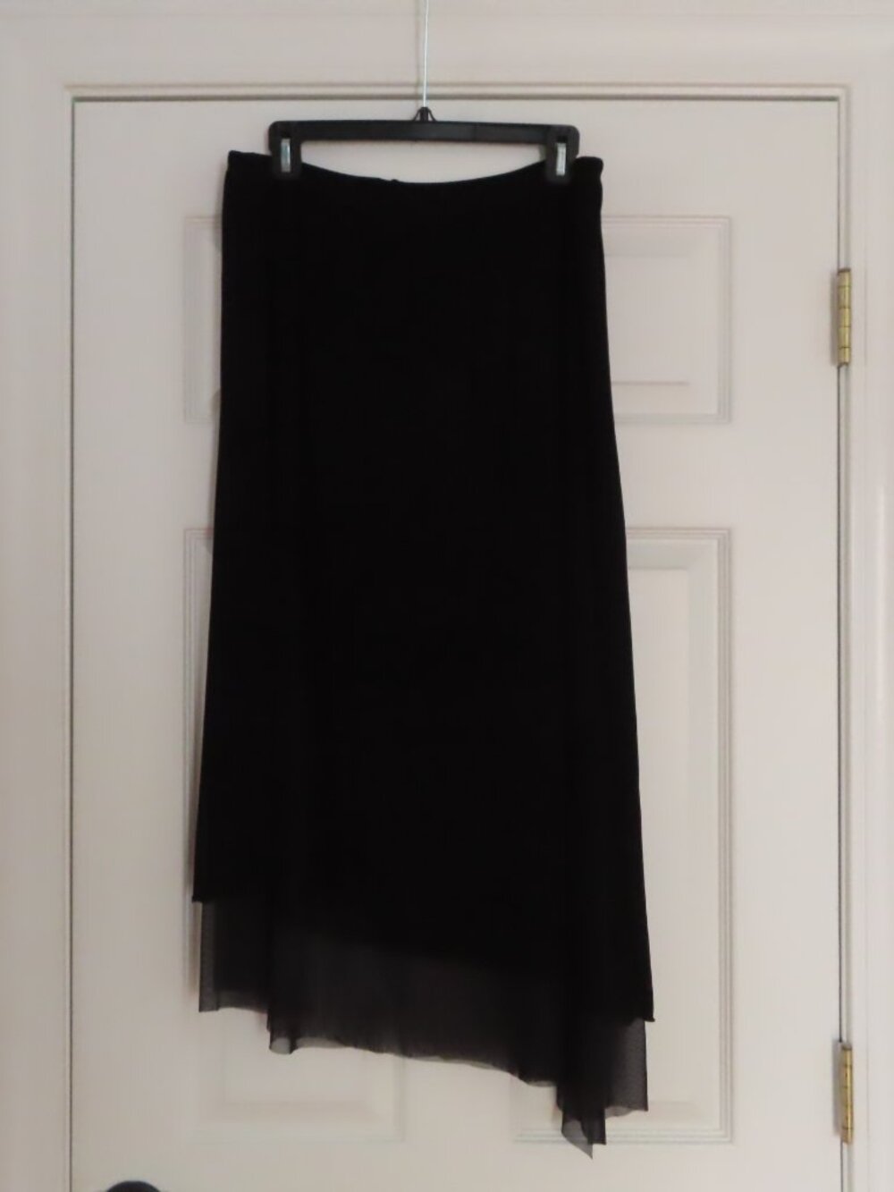 Chico's Travelers Black Asymmetrical Layered Midi Skirt Chicos size 2 Whimsigoth